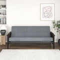 Elbi Full Size Wood Arm And Black Metal Futon Frame, Natural