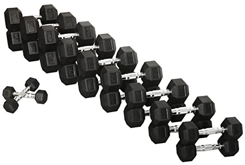 Rubber Coated Hex Dumbbell Weight Set R443