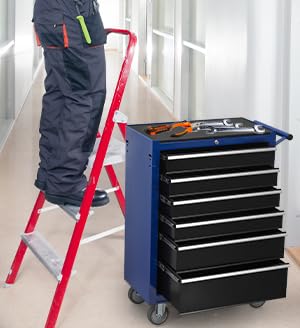 6-Drawer Rolling Tool Chest Cabinet with Wheels and Locking, Black W270288