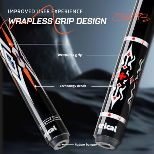 CRICAL Carbon Fiber Pool Cue Stick 58" with 12.5mm Tip J317692