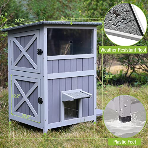Outdoor Feral Cat House 2 Story Waterproof Shelter S95230