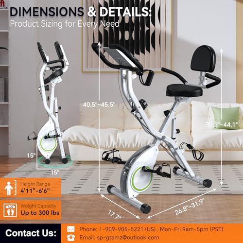 Foldable Exercise Bike with 16-Level Magnetic Resistance for Home T532