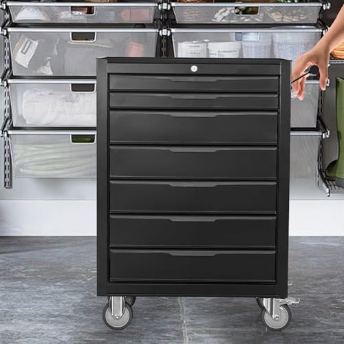 6-Drawer Rolling Tool Chest Cabinet with Wheels and Locking, Black W270288