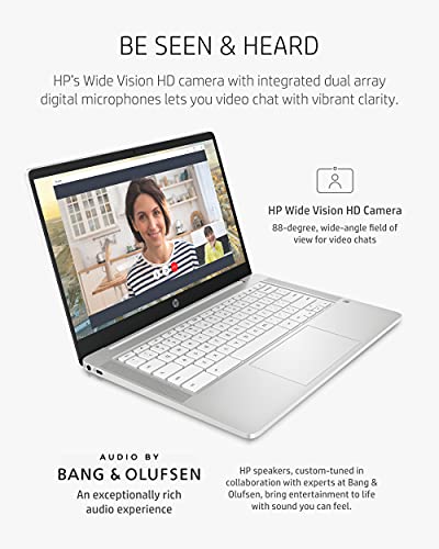 HP 15.6 HD Premium Chromebook, Intel Celeron, 8GB RAM, 64GB SSD, Chrome OS, Arctic Silver V28525