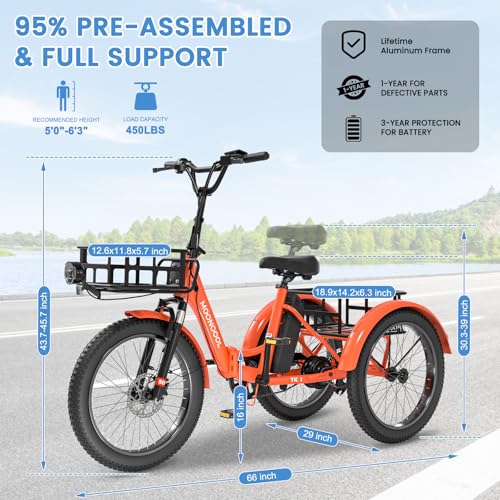 20" Folding Electric Trike for Adults, 48V 500W Aluminum Frame F721