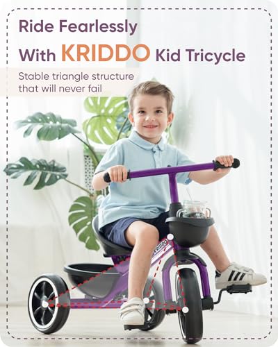 KRIDDO Kids Tricycle for Toddlers Age 2-5 Years, Blue P72011
