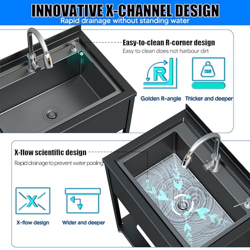 Stainless Steel Utility Sink with Faucet and Drain Kit I168