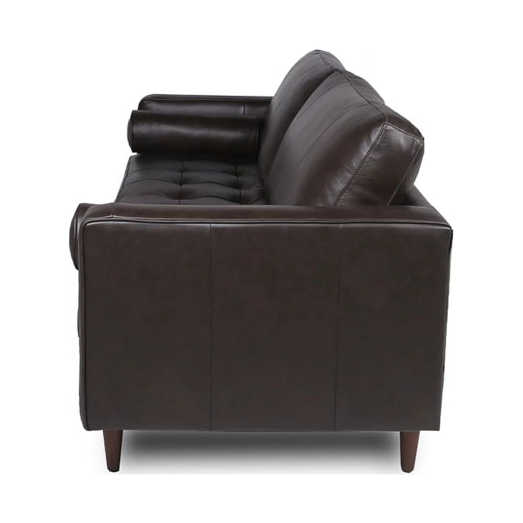 Stanton Leather Sofa Tufted Seat Dark Brown V657