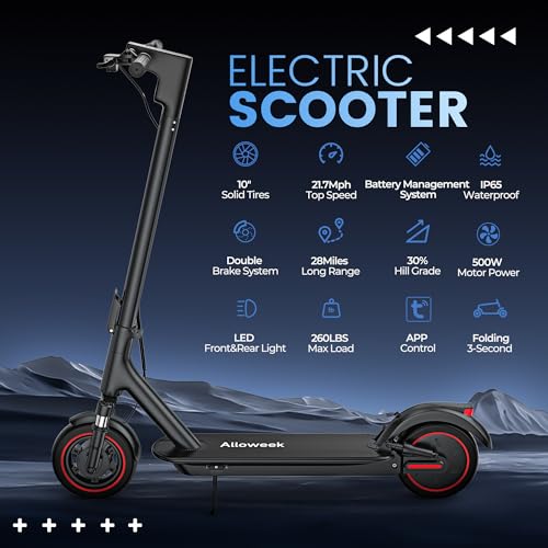 Electric Scooter with 10" Solid Tires, 500W Motor, 22 Miles Range, Folding D4827