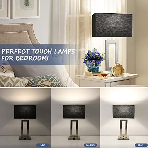 22" Touch Control Table Lamps with USB Ports, Dimmable, Gold & White V1178
