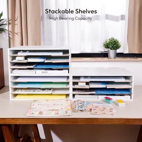 12x18 Wooden Construction Paper Organizer, 6-Tier Desktop File Sorter T909341