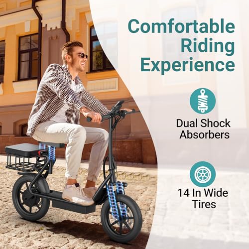 NAVIC Electric Scooter for Adults, Folding E-Scooter with Dual Braking and Dual Suspension B3040