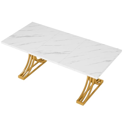Tribesigns 63-Inch Rectangular Dining Table for 4 to 6, Grey Top with Metal Legs H560