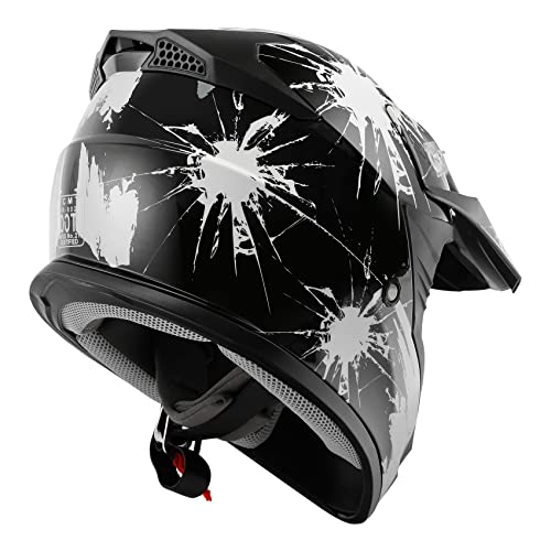 SLMOTO Dot Youth Kids Motocross Offroad Helmet with Goggles and Gloves Blue Skull D851858