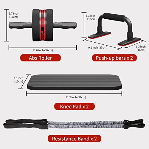 Ab Roller Wheel Kit with Push Up Bars, Resistance Bands, Knee Mat N9904