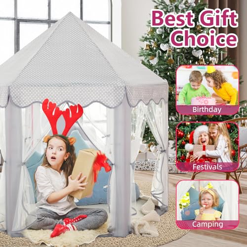 Monobeach Princess Tent Girls Large Playhouse with Star Lights L847553