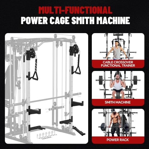 Multi-Function Smith Machine Power Cage with Cable Crossover System G556