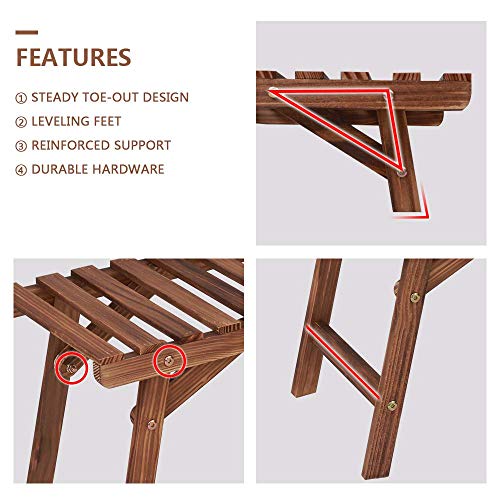Ufine Freestanding 3 Tier Ladder Shelf Wood Plant Stand P18303