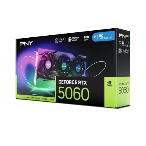 PNY NVIDIA GeForce RTX 5060 8GB ARGB Overclocked Triple Fan Graphics Card V241023