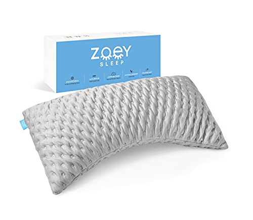 Zoey Sleep Side Sleep Pillow for Neck and Shoulder Pain Relief - Adjustable Memory Foam Bed Pillows for Sleeping - Soft Plush Machine Washable Pillow Cover - King Size Bed Pillow 19" x 36"