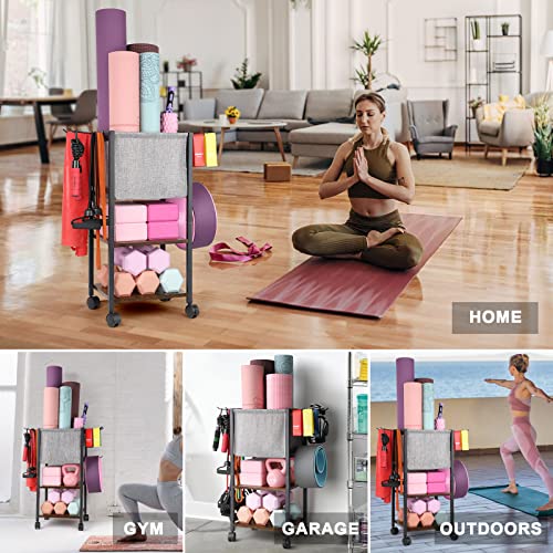 Yoga Mat Storage Rack for Dumbbells and Kettlebells, Home Gym Organizer N713