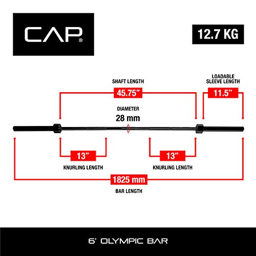 CAP Barbell 2-Inch Olympic Barbell Bars 5 ft, 6 ft, 7 ft Z63523