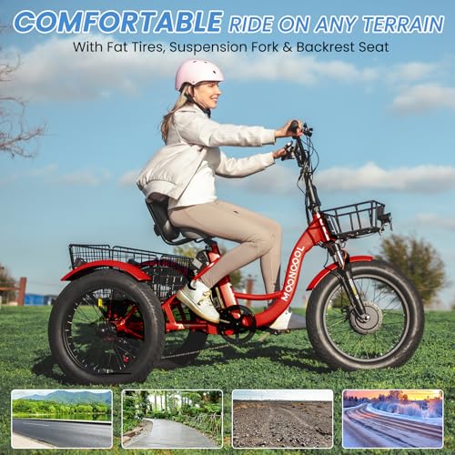 MOONCOOL Electric Tricycle for Adults 350W 36V Removable Battery 7 Speeds P222040