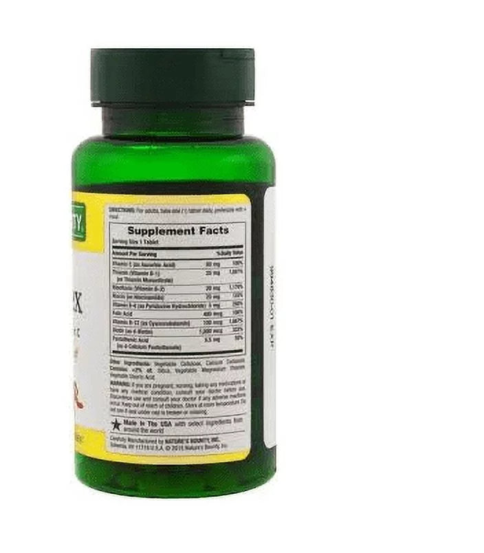 Nature's Bounty B-Complex with Folic Acid Plus Vitamin C Tablets, 125 Count (Pack of 2) A158