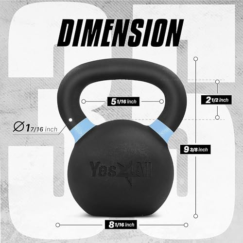 Yes4All Powder Coated Cast Iron Kettlebell Weight Set for Home Gym N15817