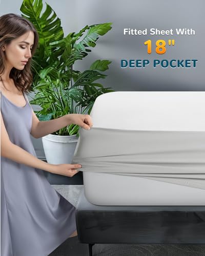 Grounding Fitted Sheet King Size, White, 78"x80"x18", with Grounding Cord K42246