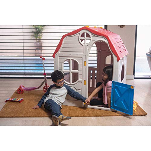 Ram Quality Products Classic Real Feel Cottage Foldable Plastic Toddler Playhouse, White U89245