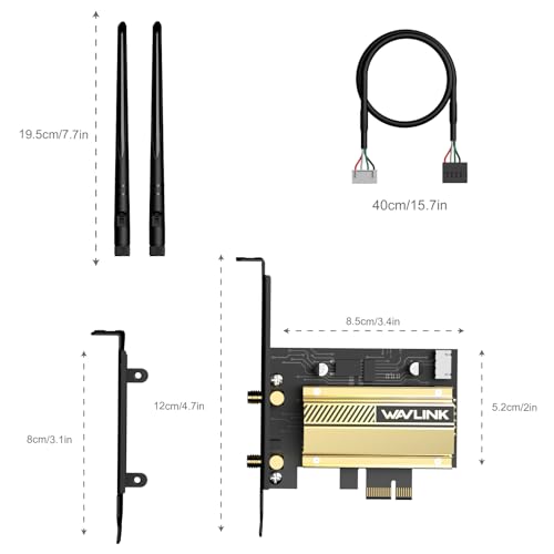 WAVLINK PCIe WiFi 6E Card, Tri-Band AX5400, Bluetooth 5.3, Low-Profile Bracket R85947