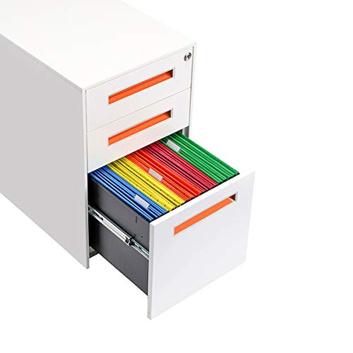 Laura Davidson Furniture Stockpile Square Mobile 3 Drawer File Cabinet, White/Bright Blue T4062