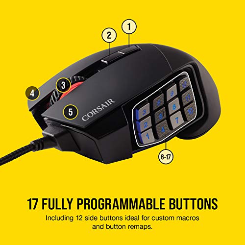 Corsair SCIMITAR RGB ELITE Gaming Mouse, 18,000 DPI, Black F130136