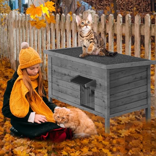Outdoor Cat House Insulated Wooden Shelter for Multiple Cats K816912