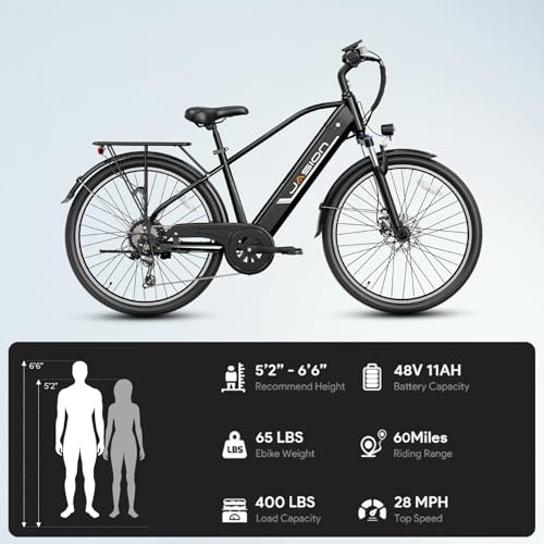 Jasion Roamer Electric Bike for Adults, 1200W Peak Motor, 528WH Removable Battery, 60 Miles Range Y948691