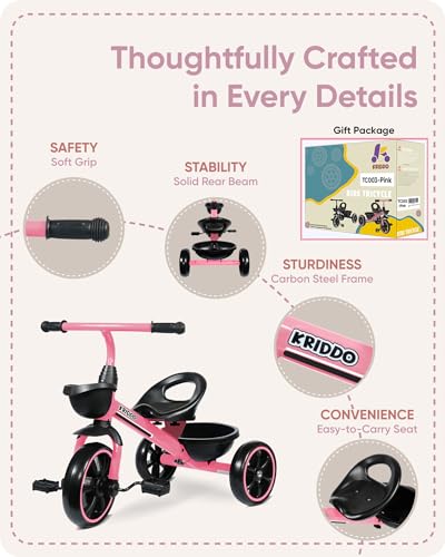 KRIDDO Kids Tricycle for Toddlers Age 2-5 Years, Blue P72011