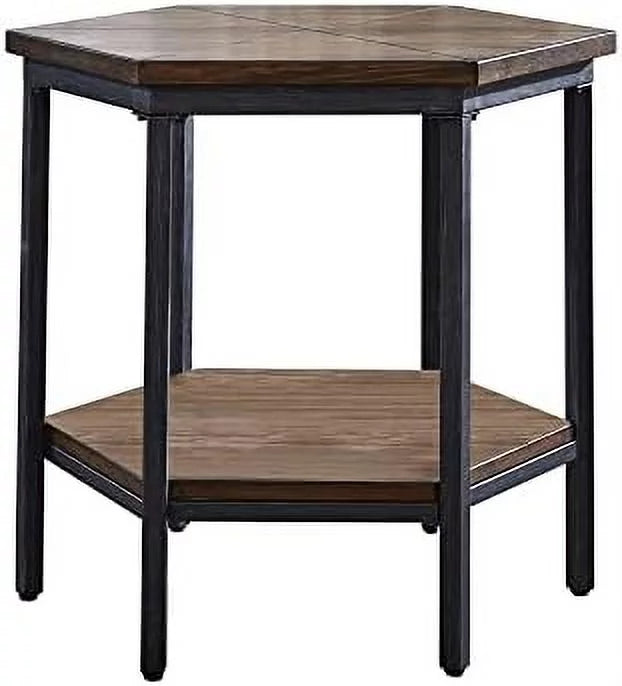 Mocha Hexagonal Iron Base End Table K408