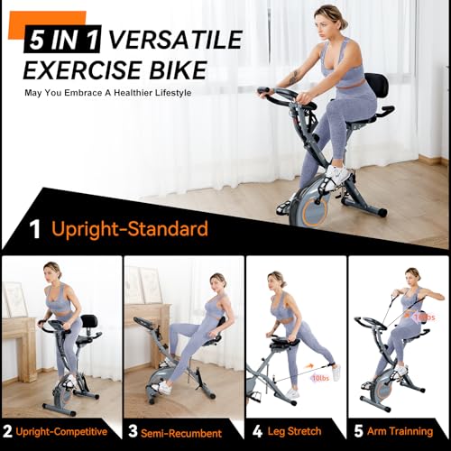 Foldable Exercise Bike with 16-Level Magnetic Resistance for Home T532