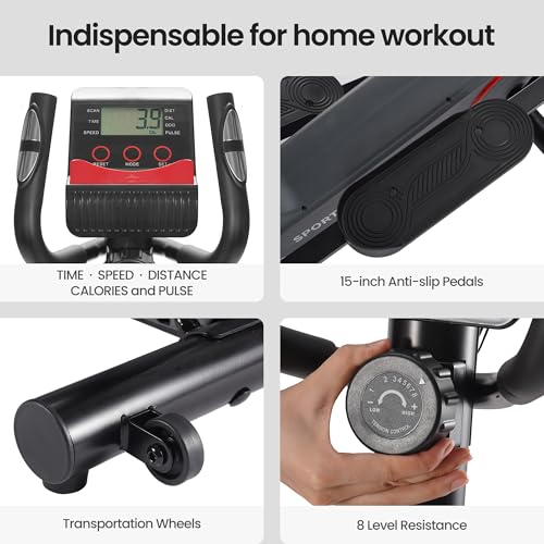 Elliptical Exercise Machine for Home with 8-Level Resistance and LCD Monitor C7688
