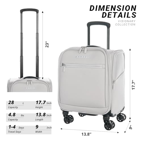 Verage Under Seat Luggage with Wheels, Softside Spinner Carry On, Navy 14-Inch A51804