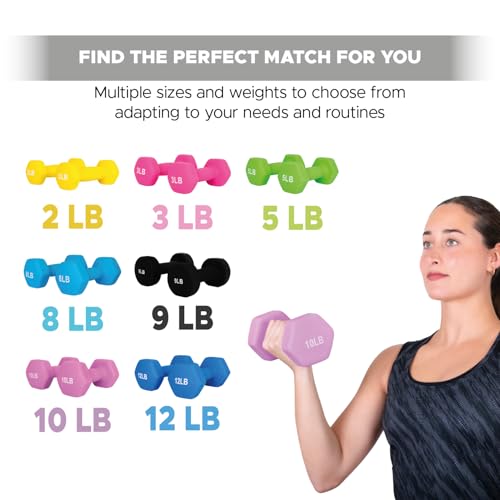 FUXION Neoprene Dumbbell Hand Weights, Set of 2, Hexagon Non-Slip E207497