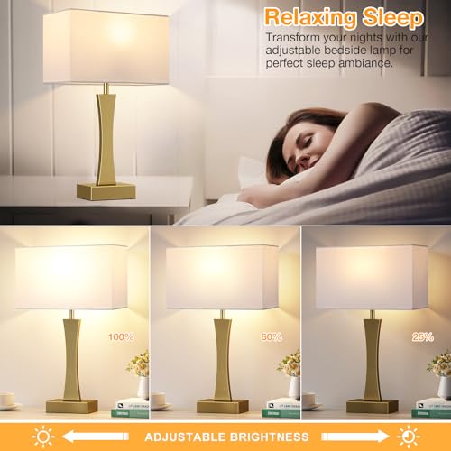 3 Way Dimmable Bedside Lamp Set of 2 with USB Ports C63781