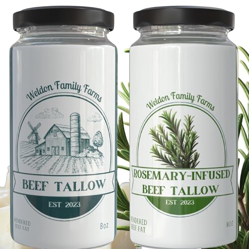 Weldon Family Farms Rendered Beef Tallow for Cooking, Grass Fed, 2 Pack, 16oz Total C474231