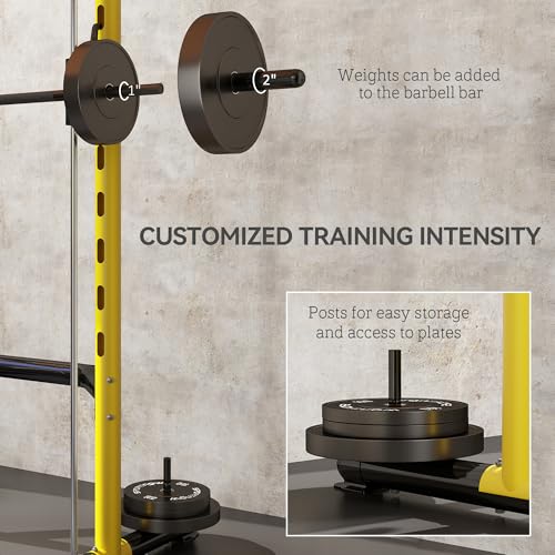 Soozier Squat Rack with Pull-Up Bar, Adjustable Power Rack for Home Gym I377