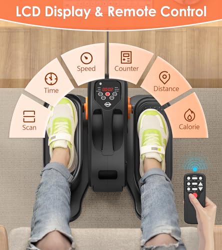 Under Desk Elliptical Machine, Portable Seated Pedal Exerciser with Remote Control O444206