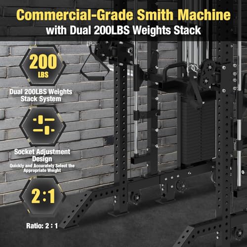 Commercial Functional Trainer Cable Machine with Dual Weight Stacks E209