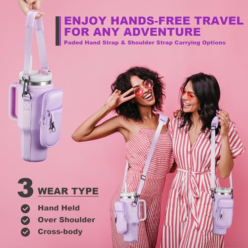 Pink Insulated Neoprene Water Bottle Carrier Bag for Stanley 40 & 30 oz Tumbler O83613