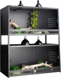PVC Reptile Enclosure 48"x24"x24"Reptile Terrarium 120 Gallon Large Tank for Bearded Dragon Lizard Snake, Wide Breeding Lounge Vivarium Area with Sliding Tempered Glass Doors Lock (2pcs-Black Panels)