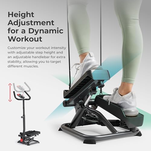 Sunny Health & Fitness 2-in-1 Smart Stepper Machine with Resistance Bands T171583